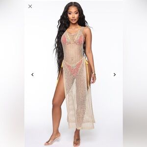 * NWT* Elegant Tan Mesh Swim Cover-Up